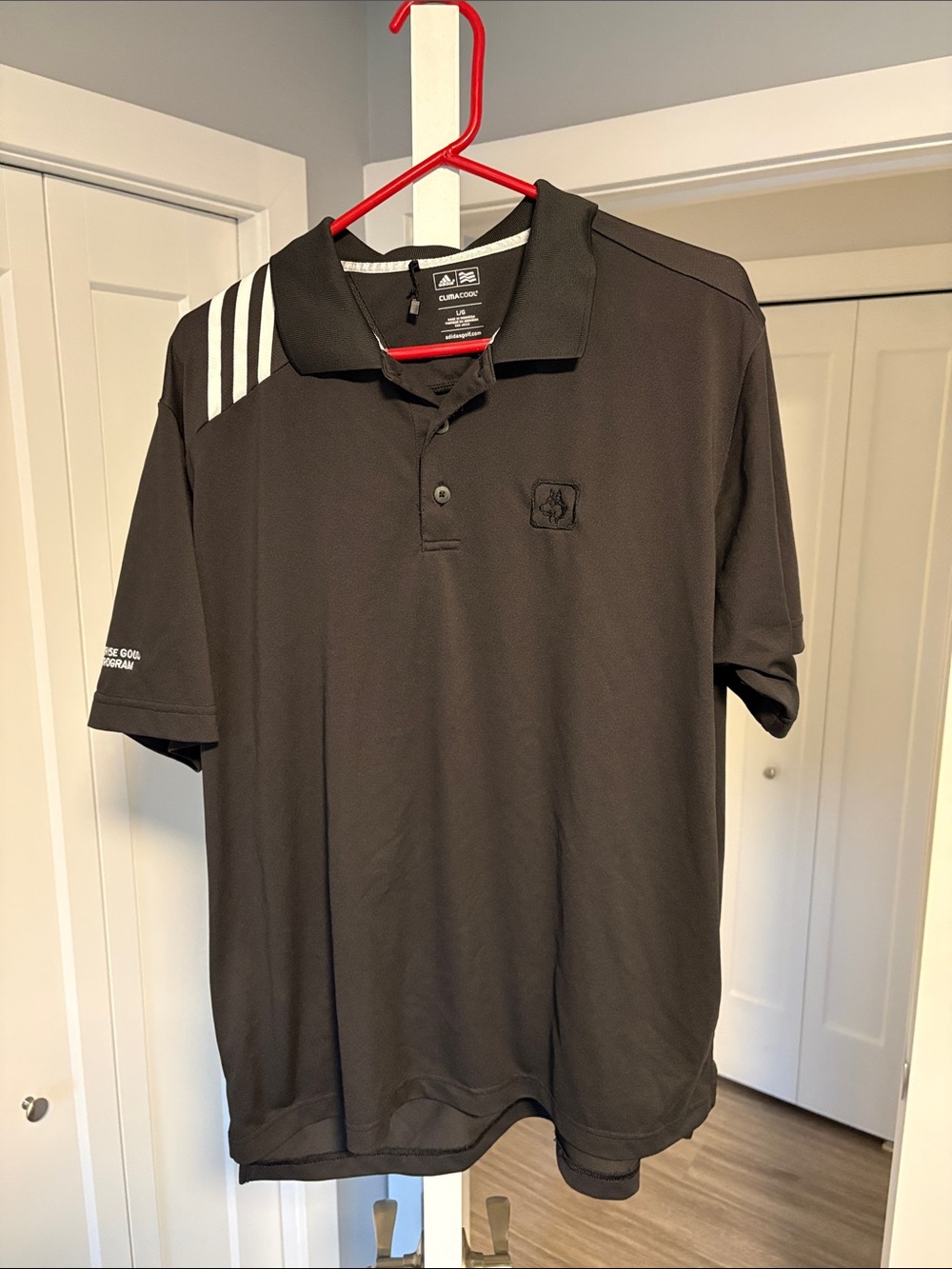 adidas Black Men's Golf Polo with Shoulder Stripes